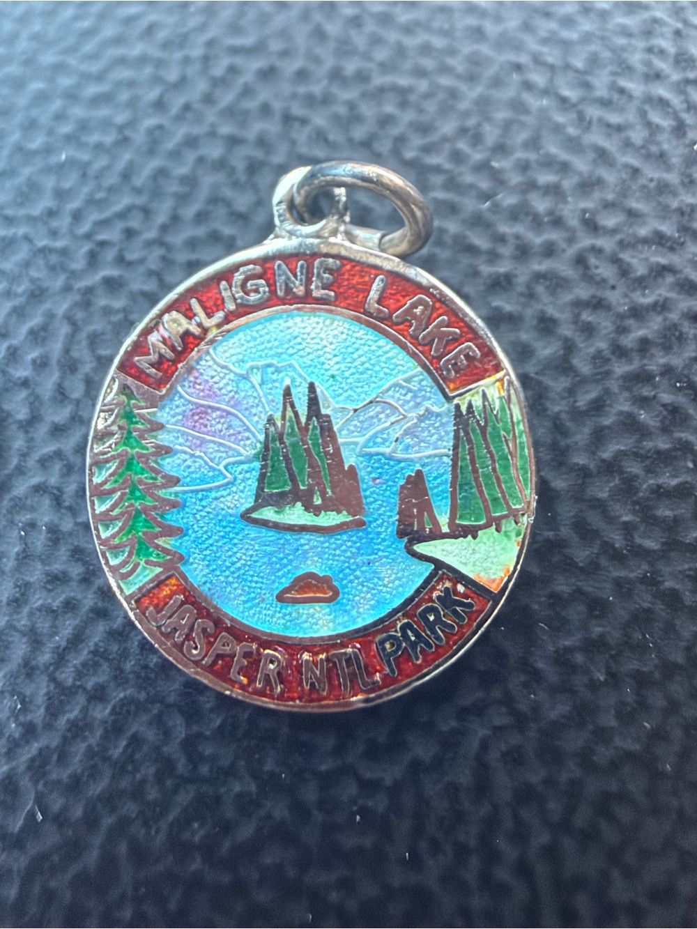 Maligne Lake Jasper National Park Enamel Pendant - Blue & Green